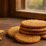 Freshly baked Guatemalan champurradas cookies with sesame seeds