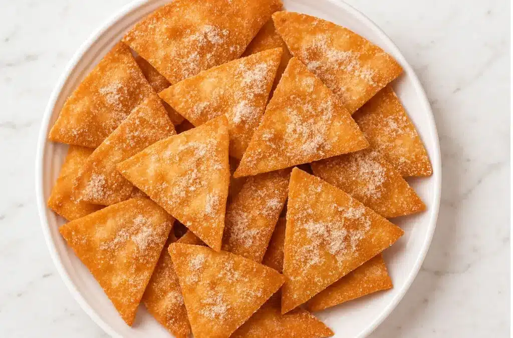 Homemade churro chips dusted with cinnamon sugar