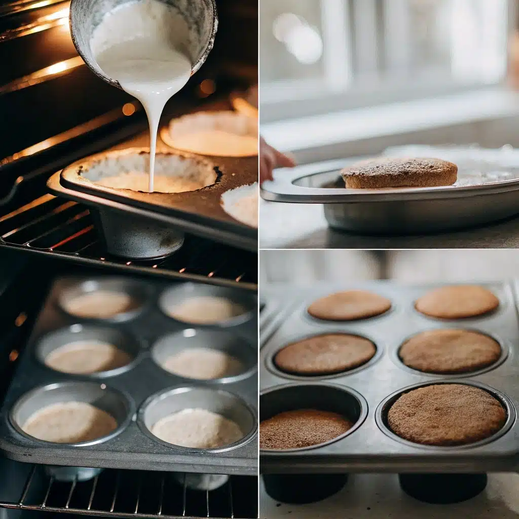 Bento cake batter poured into mini pans