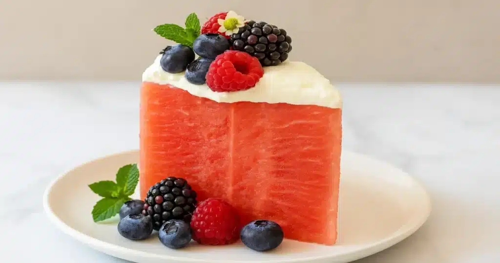 Healthy summer dessert made from watermelon and fruit