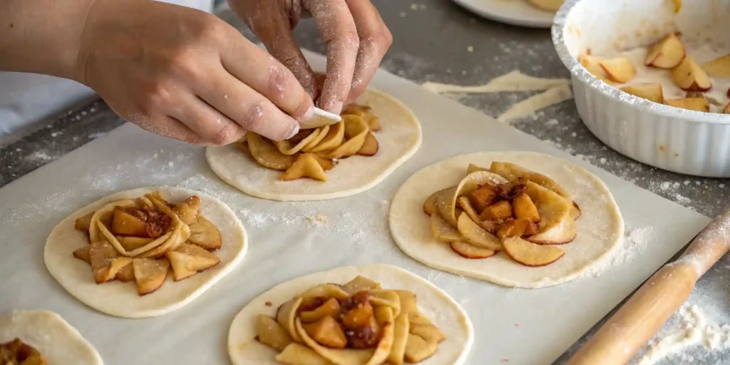  assembling apple blossom dessert with fresh filling