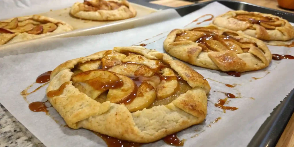 baked apple blossom dessert on tray with golden crust