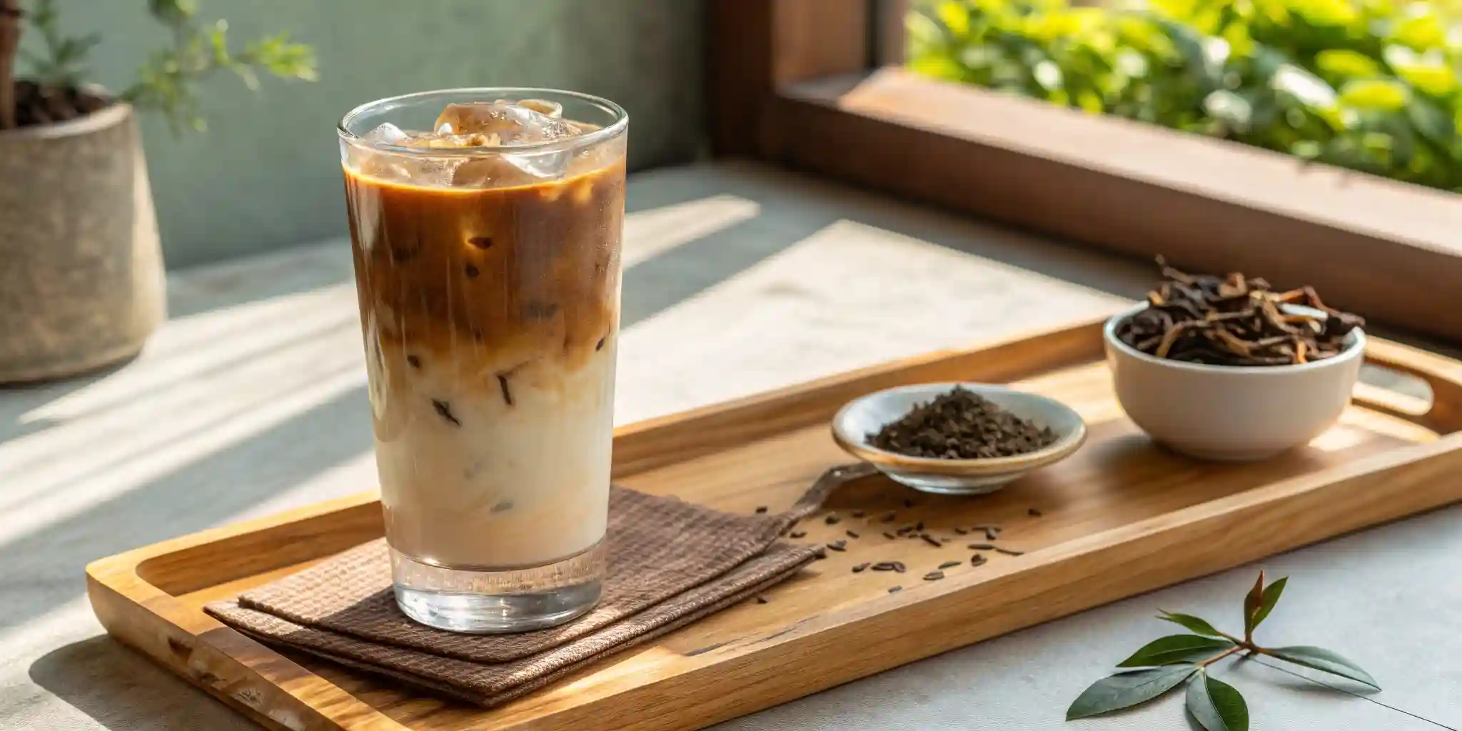 hot hojicha latte