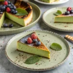 matcha burnt basque cheesecake with caramelized top