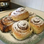 Served Rhodes cinnamon roll with ice cream