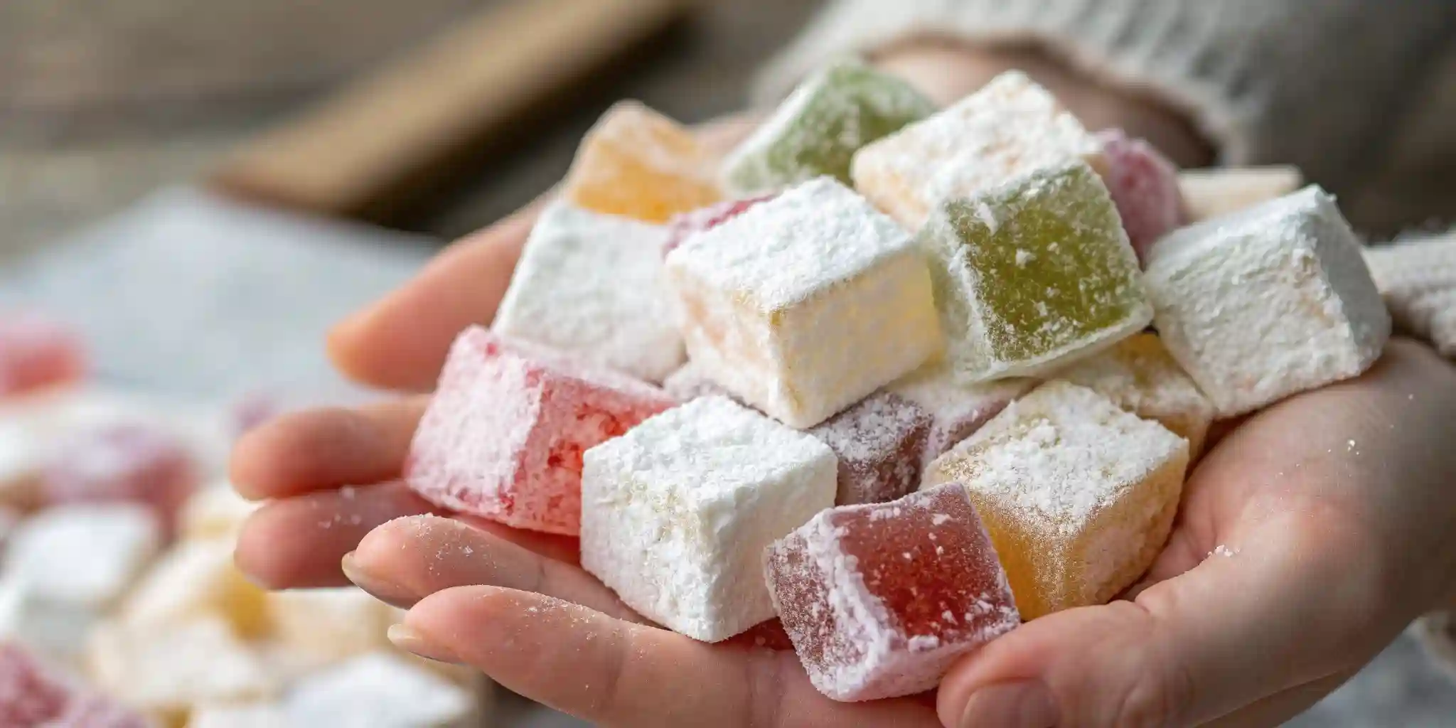 Turkish Delight cubes served