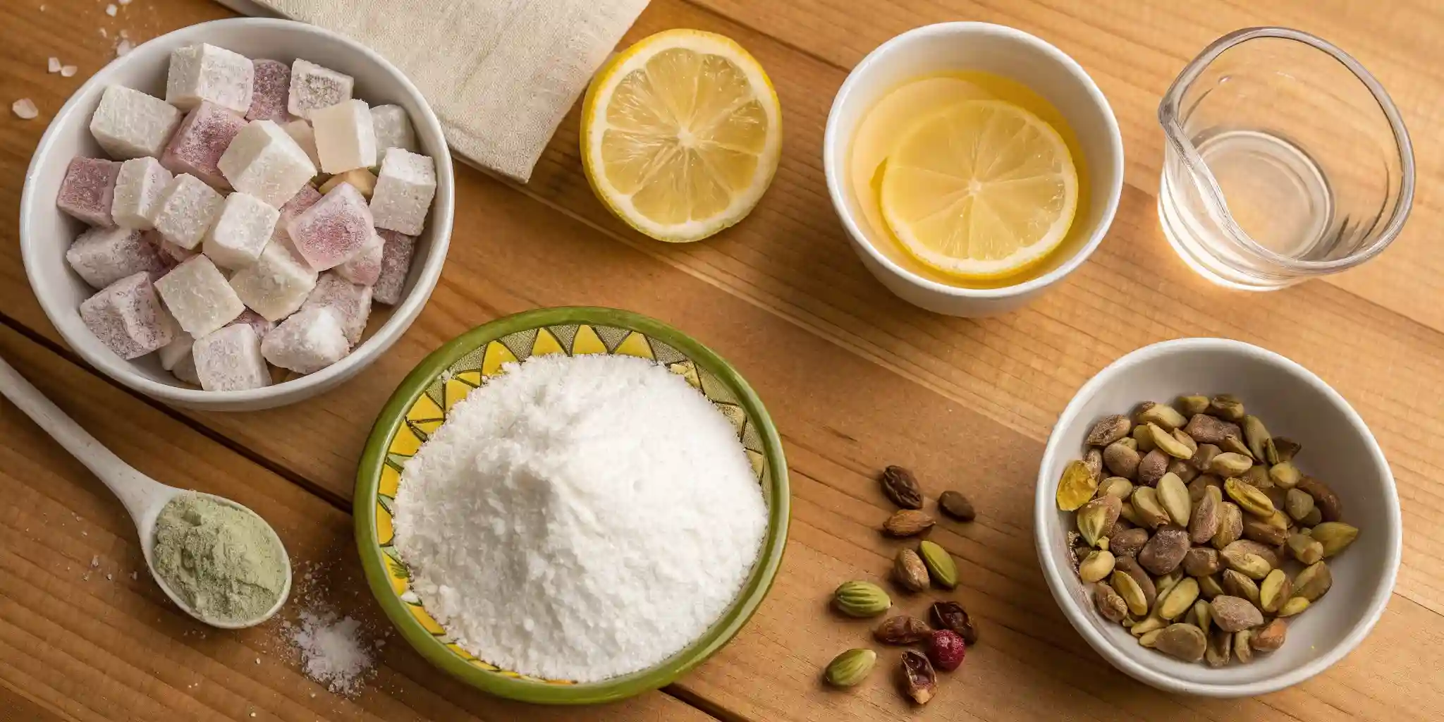 Ingredients for making authentic Turkish Delight.